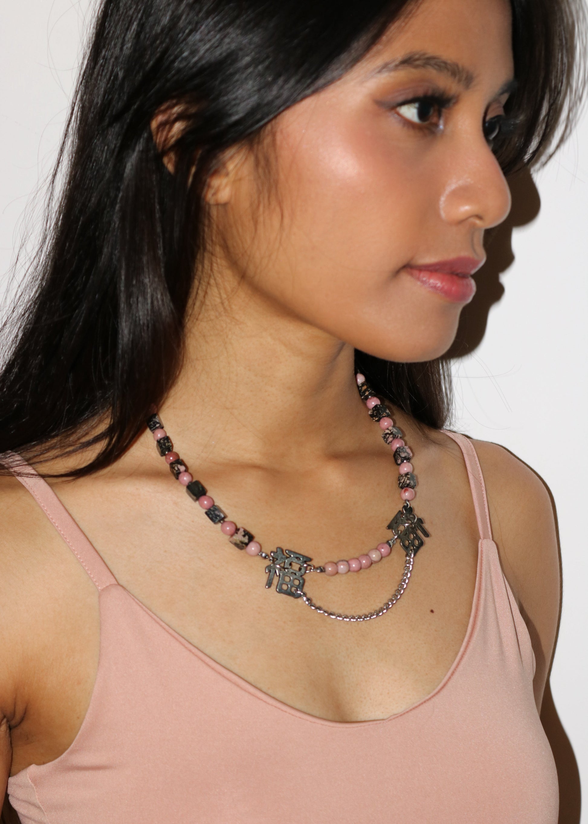 Black-Pink Bead Necklace