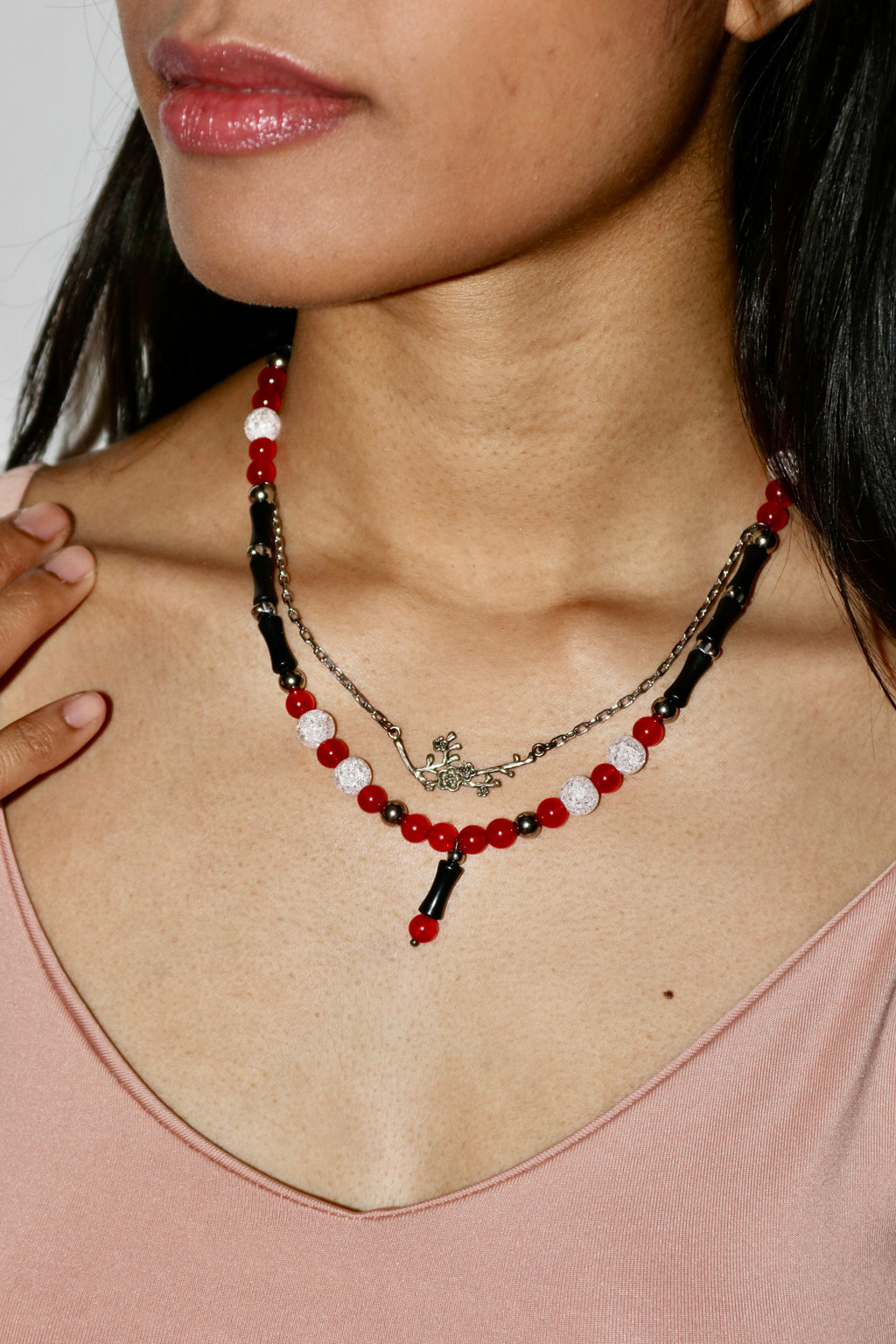 Layered Black-Red Necklace