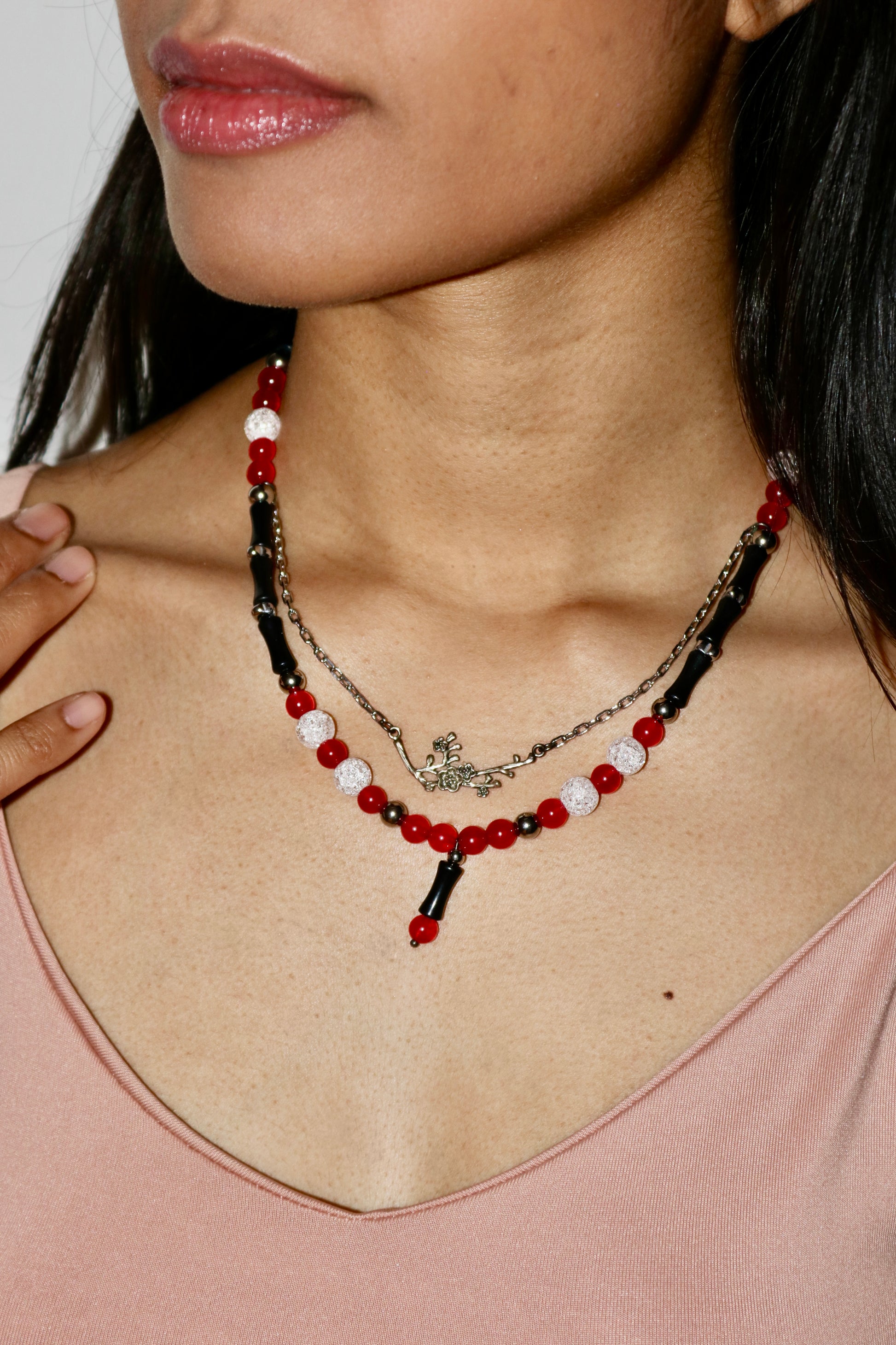 Layered Black-Red Necklace