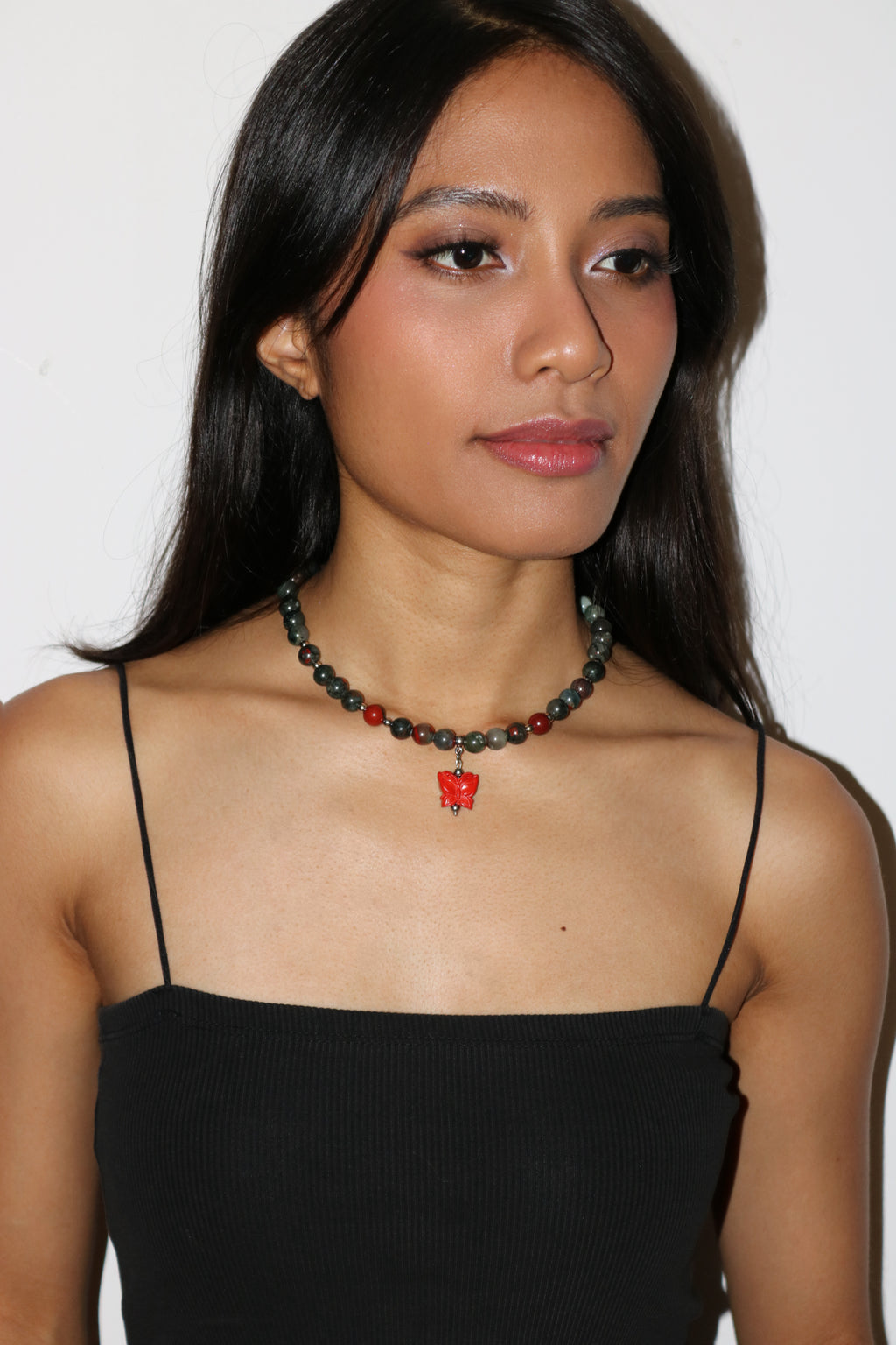 Tiny Red Butterfly Necklace