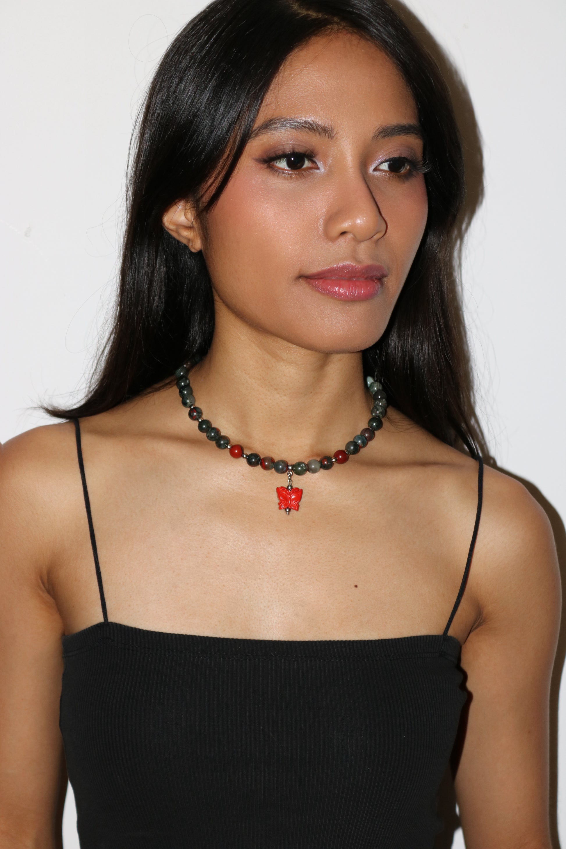 Tiny Red Butterfly Necklace