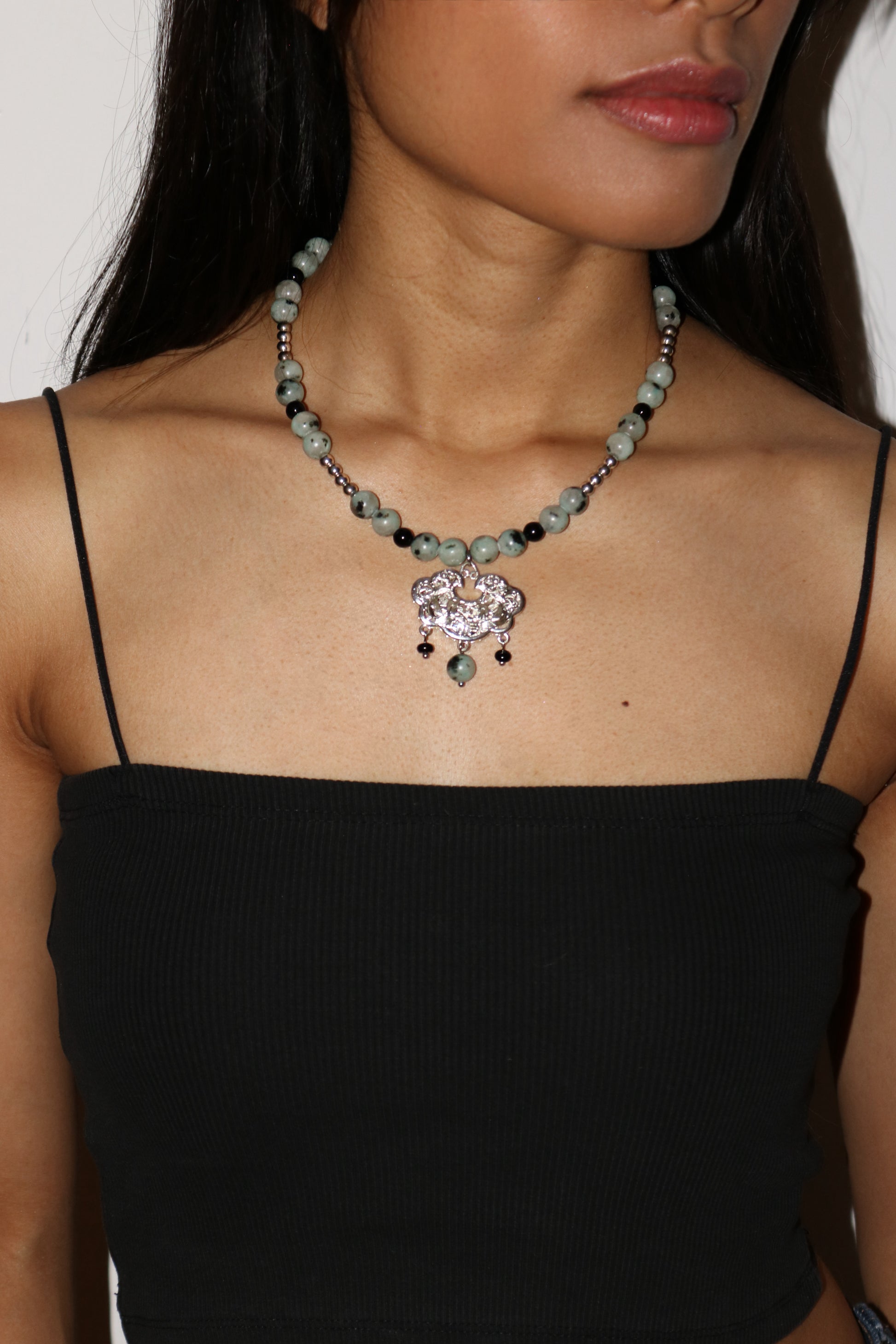 Jade Silver Pendant Necklace