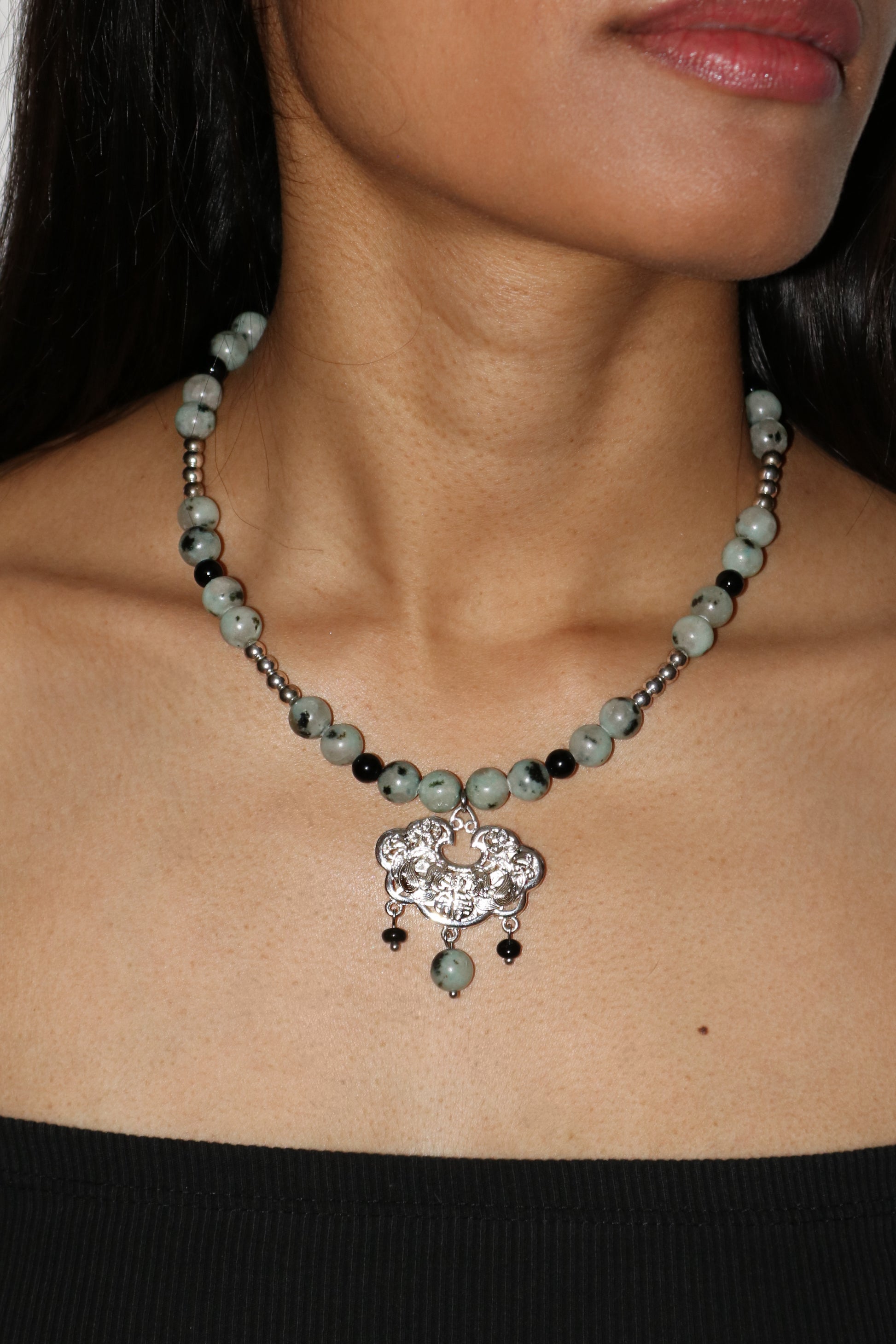 Jade Silver Pendant Necklace