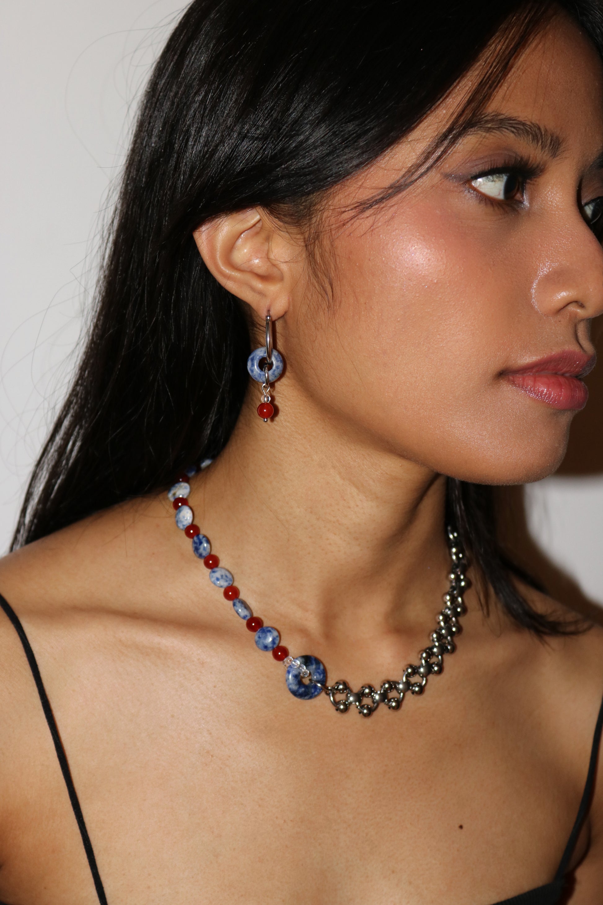 Red Blue Spot Jasper | Earrings & Necklace Jewellery Set