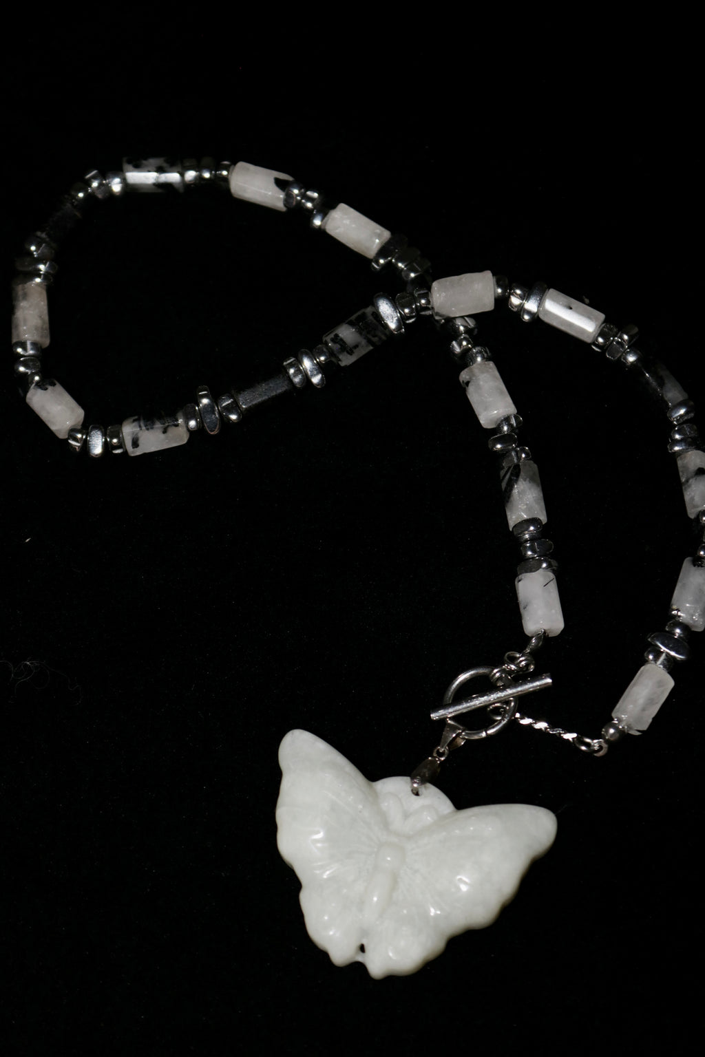 06. White Bead | Jade Butterfly Necklace Series