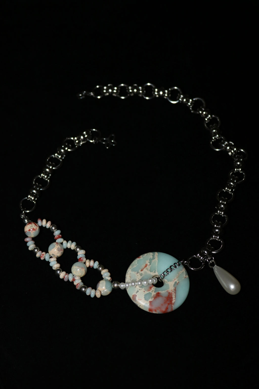 Light Blue Asymmetric | Jade Ring Necklace Series
