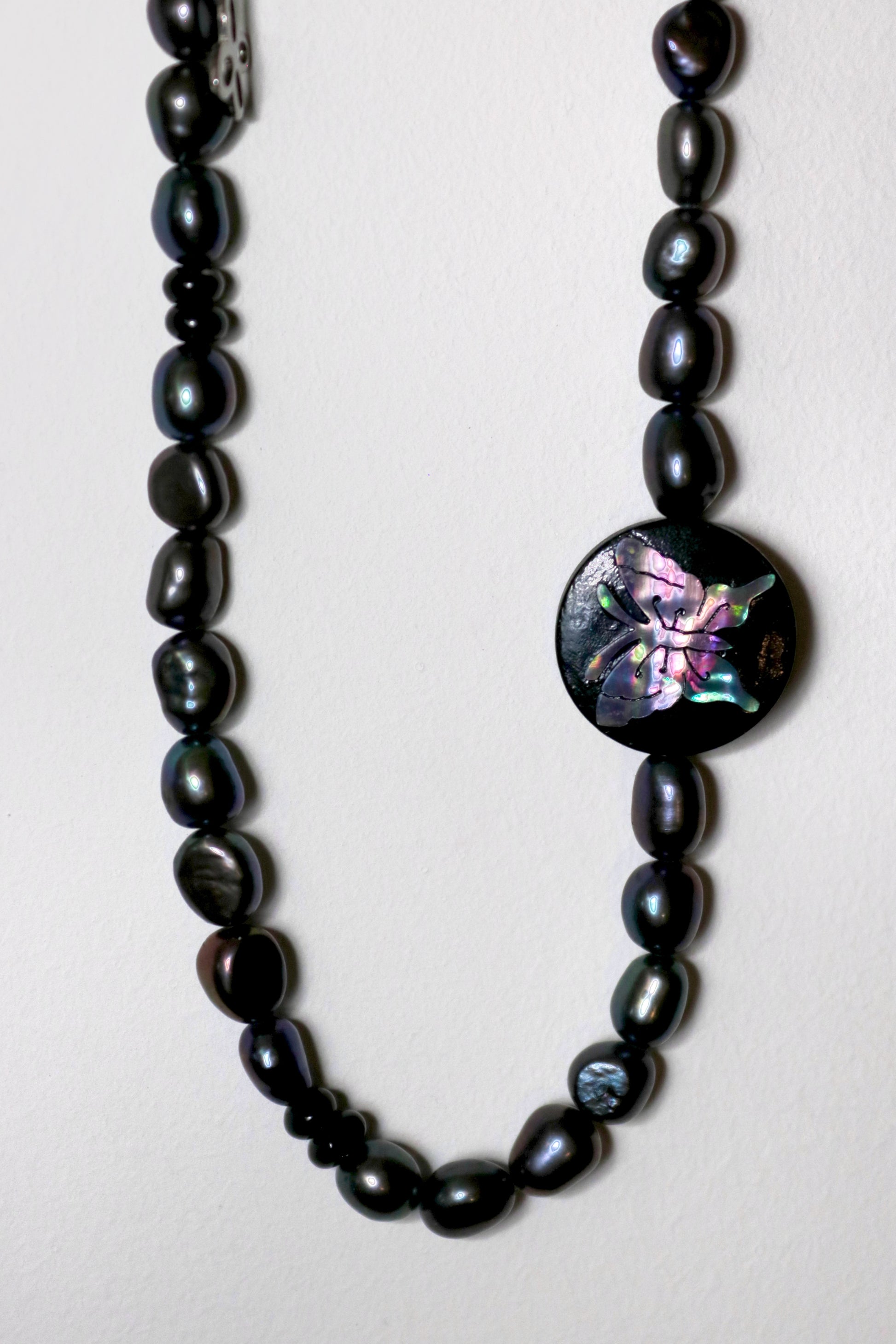 Black Nacre Butterfly Pendant Necklace