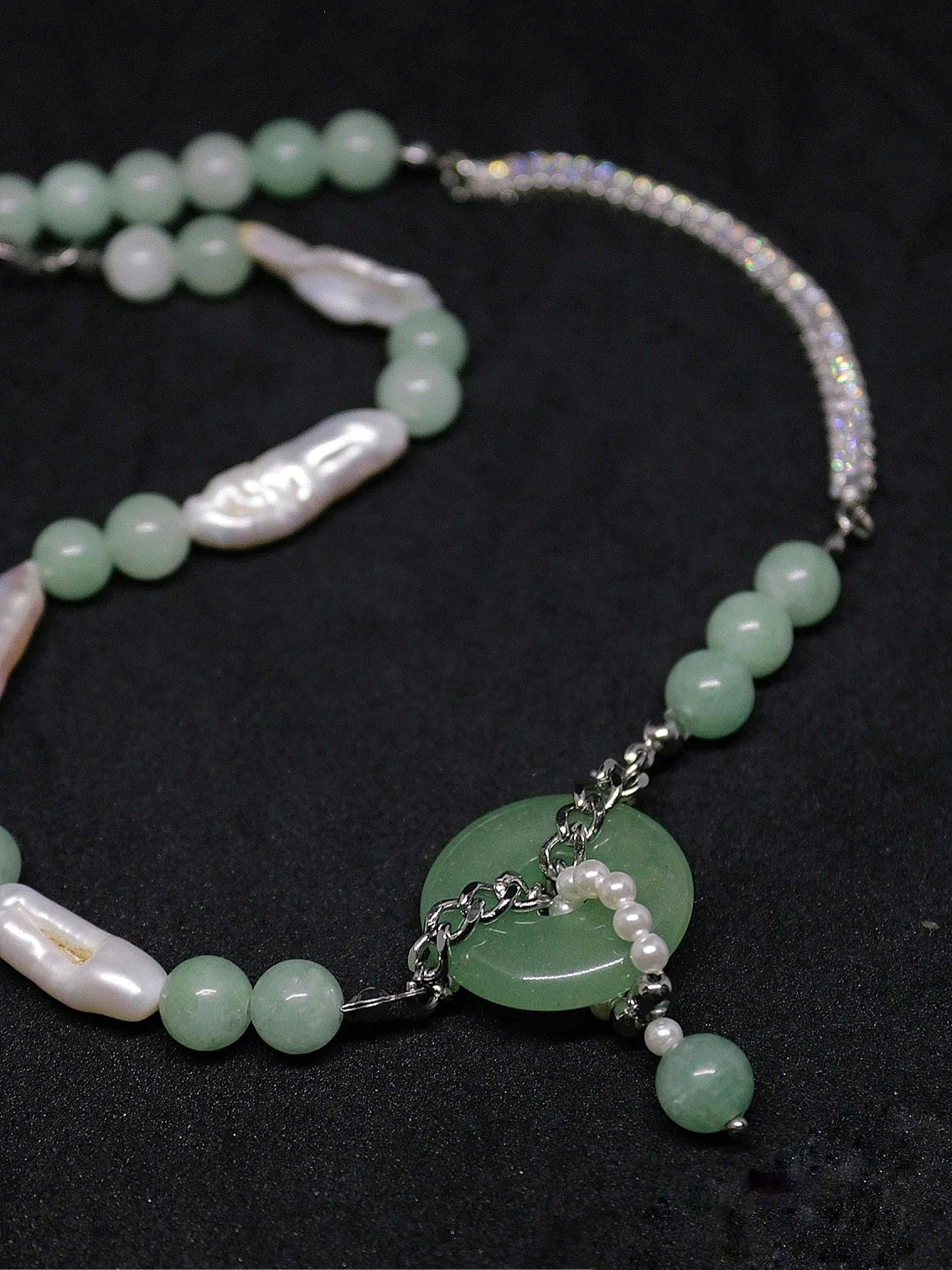Green Pearl 02 | Jade Ring Necklace Series