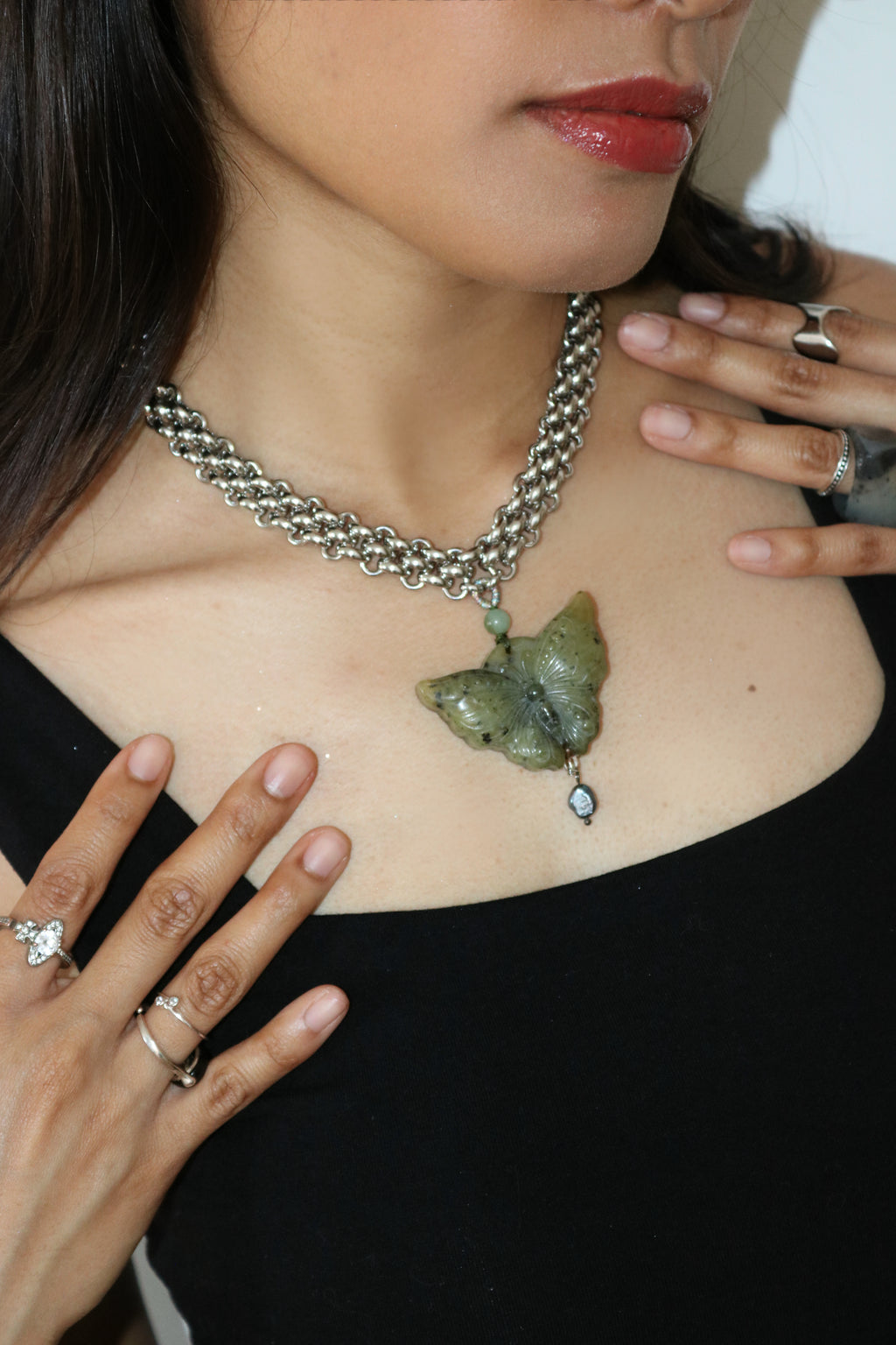 01. Sage Green | Jade Butterfly Necklace Series