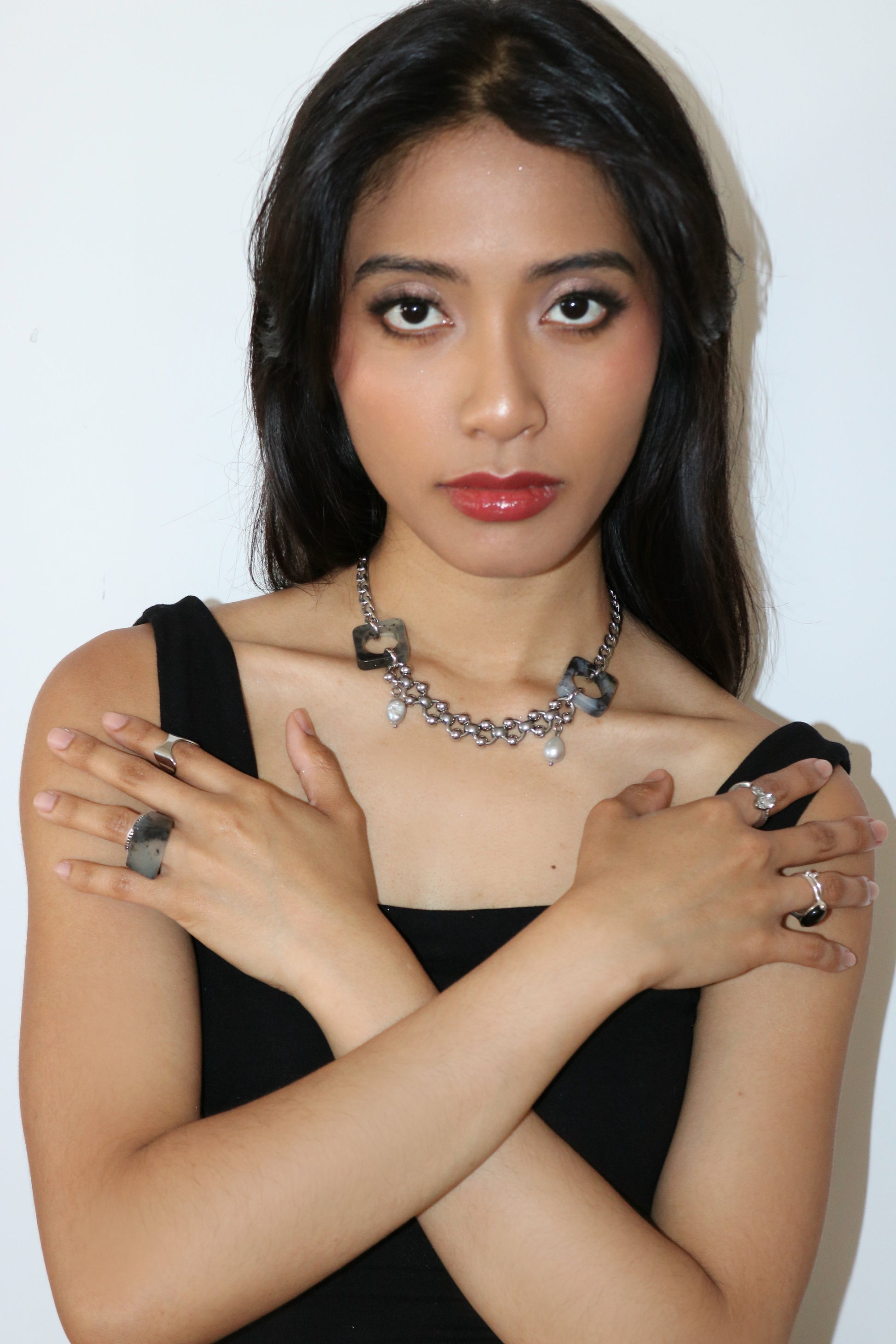 Square Ring Jade Necklace