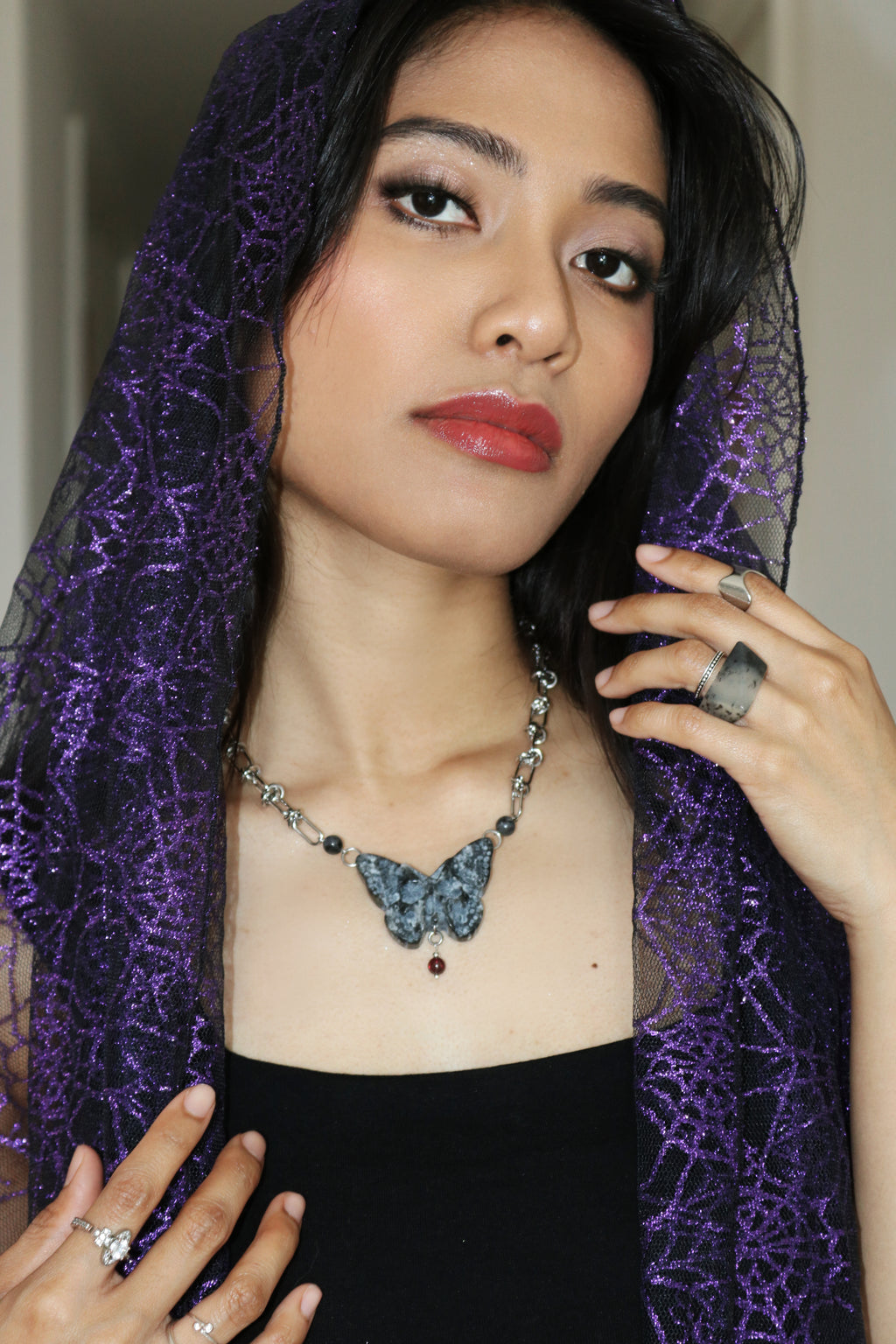 04. Grey Black | Jade Butterfly Necklace Series