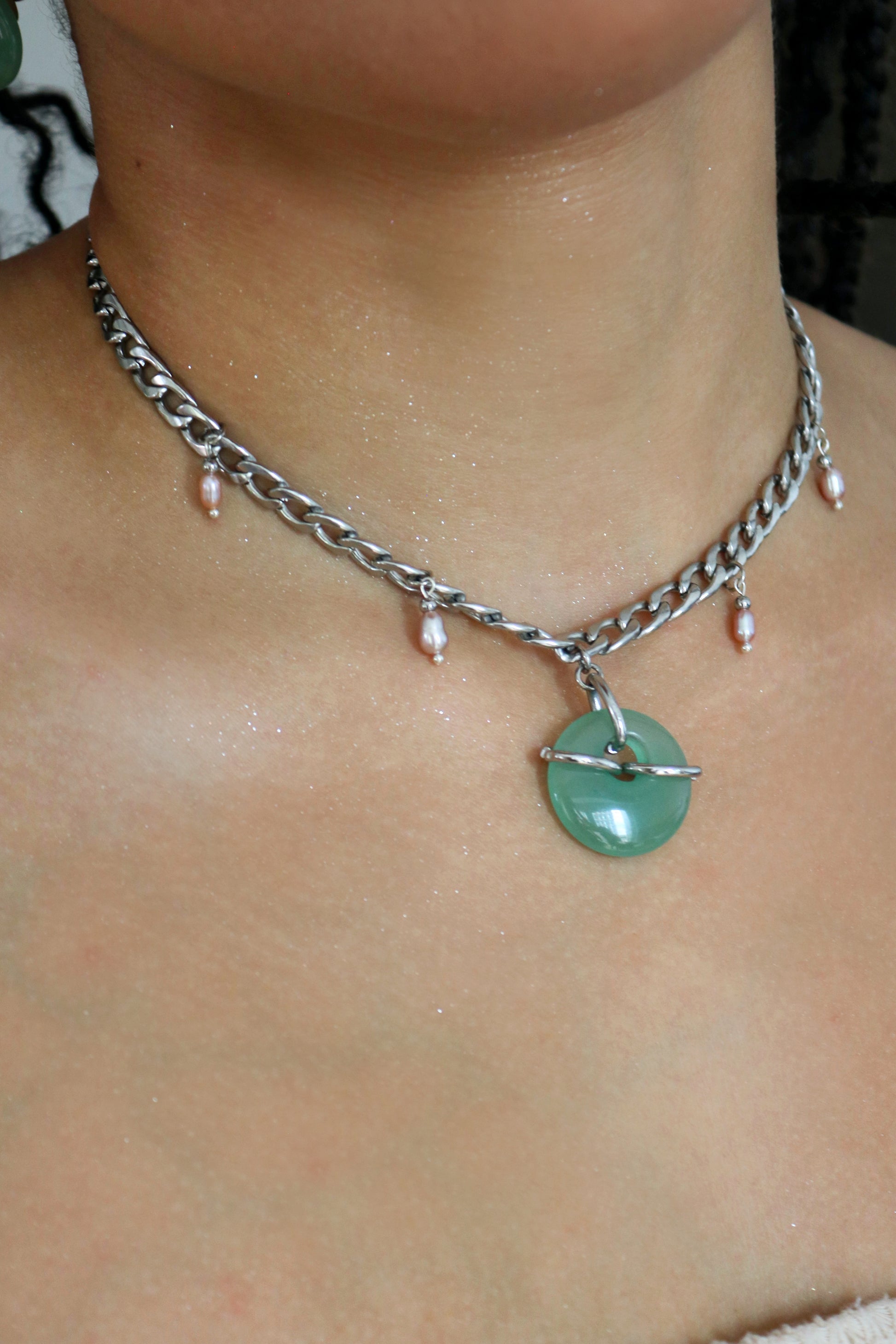 Green Pearl 01 | Jade Ring Necklace Series