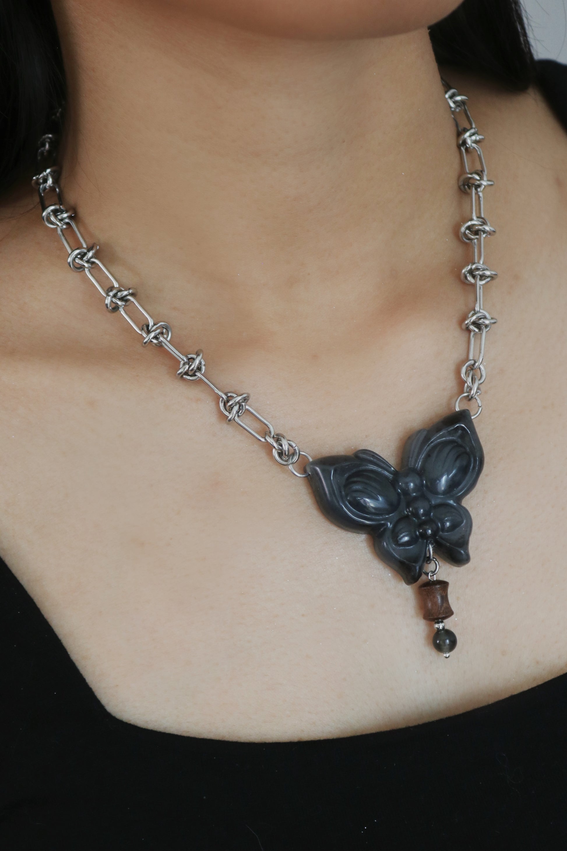 07. Black | Jade Butterfly Necklace Series