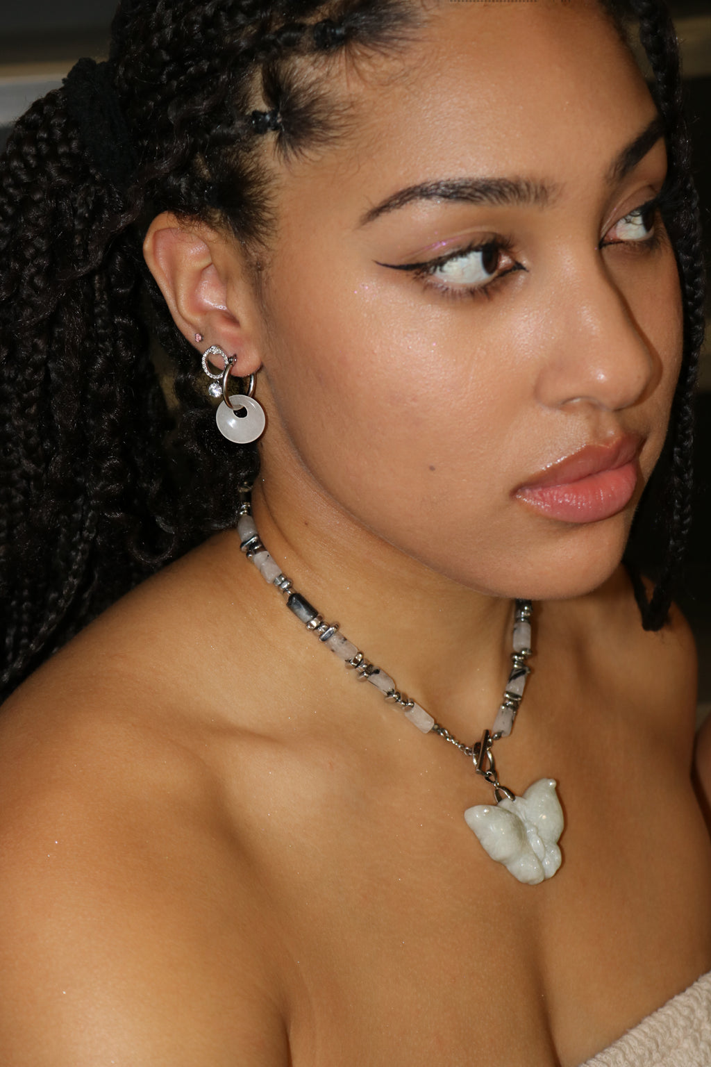 06. White Bead | Jade Butterfly Necklace Series