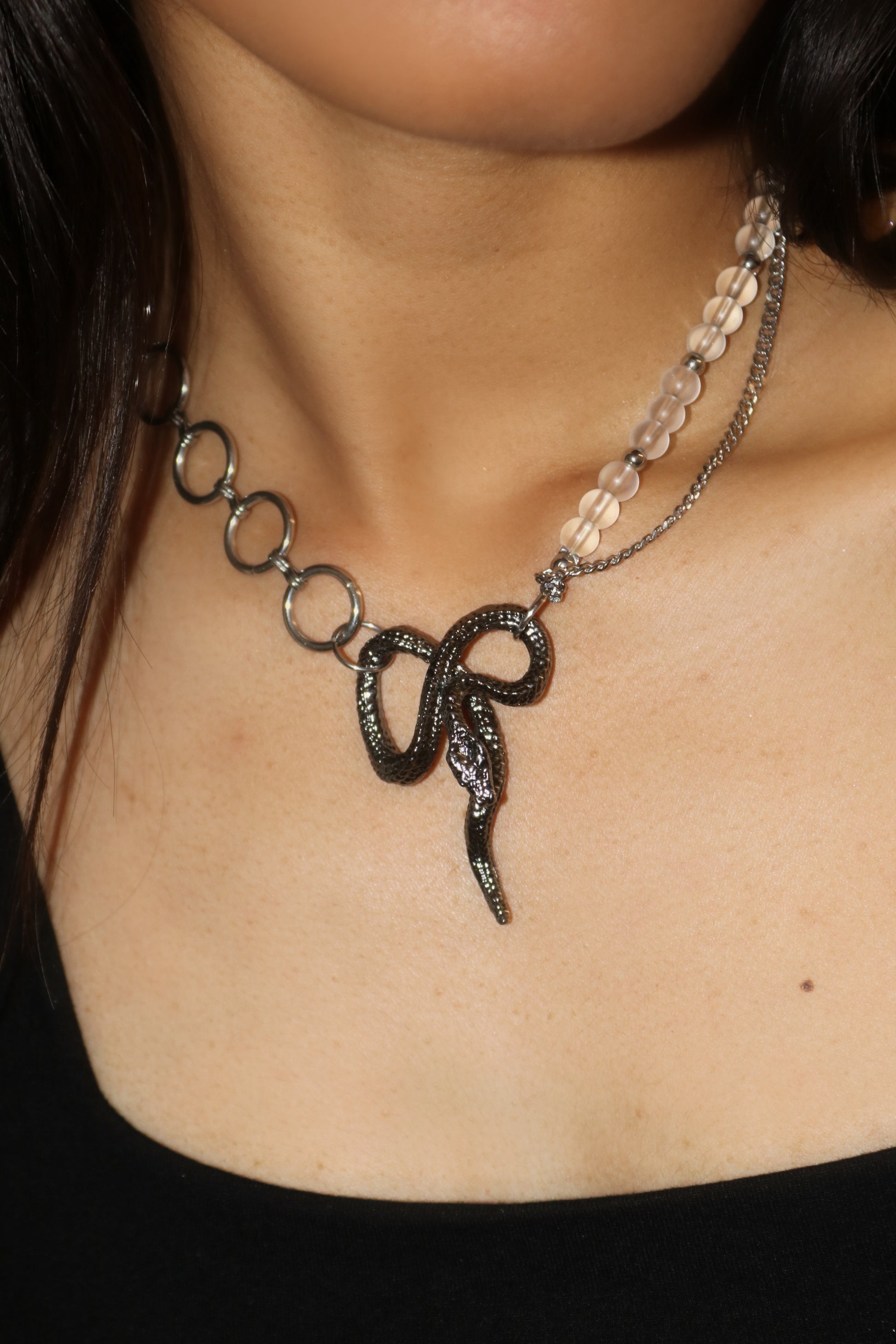 Black Snake Asymmetric Necklace