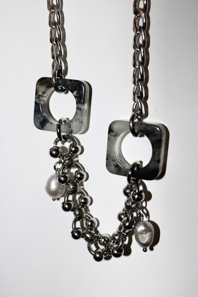 Square Ring Jade Necklace
